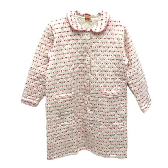 Vintage 100% Cotton Quilted Heart Patterned Long Sleeve Girl's Housecoat‎ Robe - Picture 1 of 7